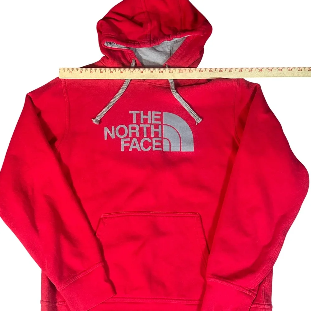 The North Face Hoodie Mens Medium Red Logo Pullover Fleece Sweatshirt
